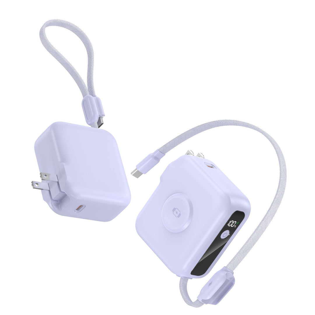 Portable Power Bank Charger with Foldable Plug and USB Type C Cable Bowlift