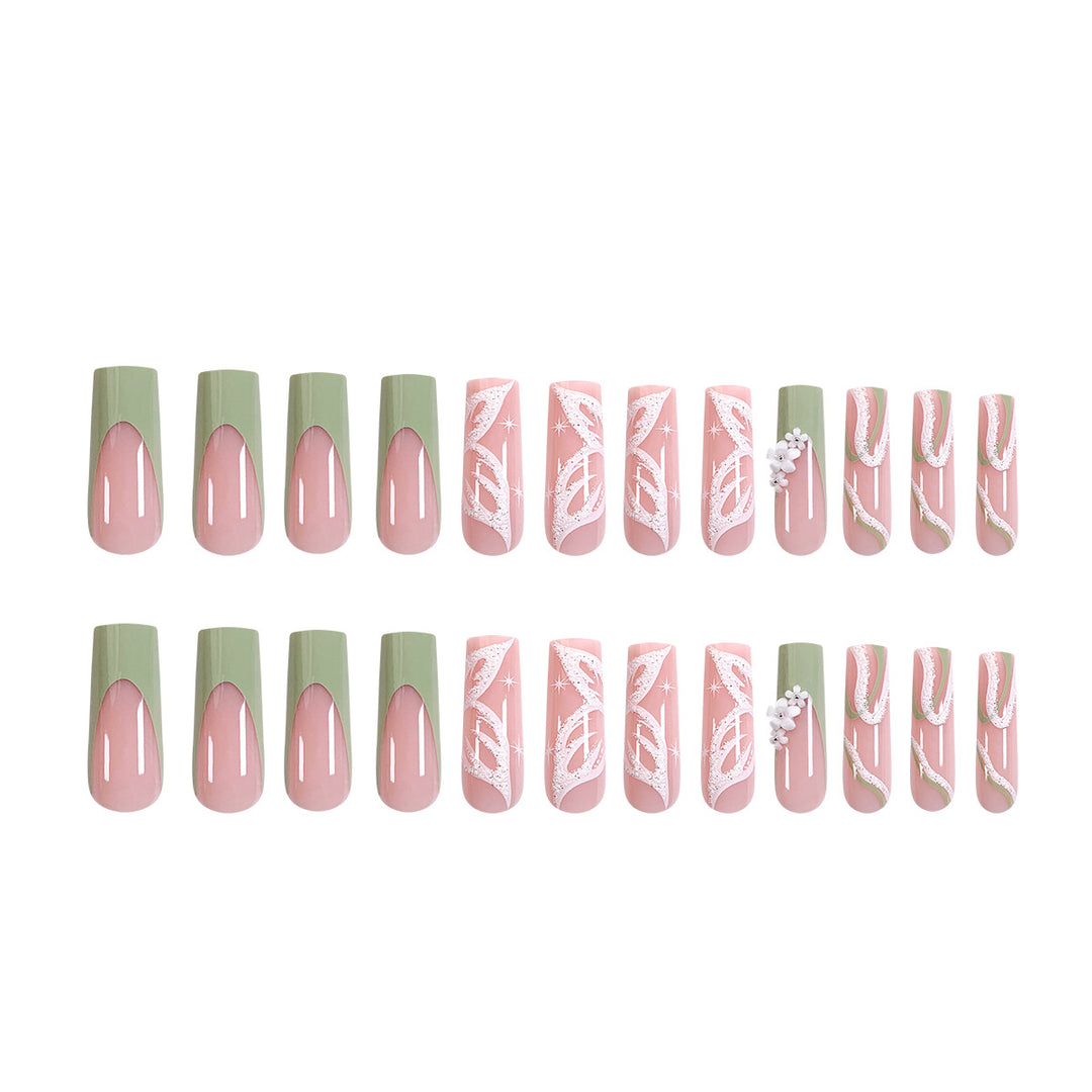 Elegant artificial nails with floral designs Bowlift