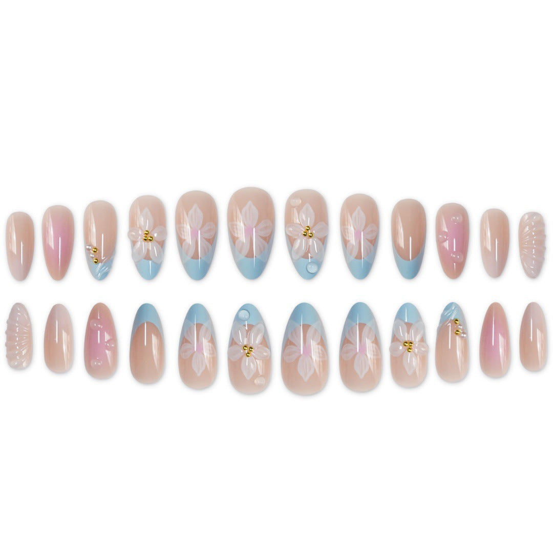 Artistic Floral Design Press-On Nail Set Bowlift