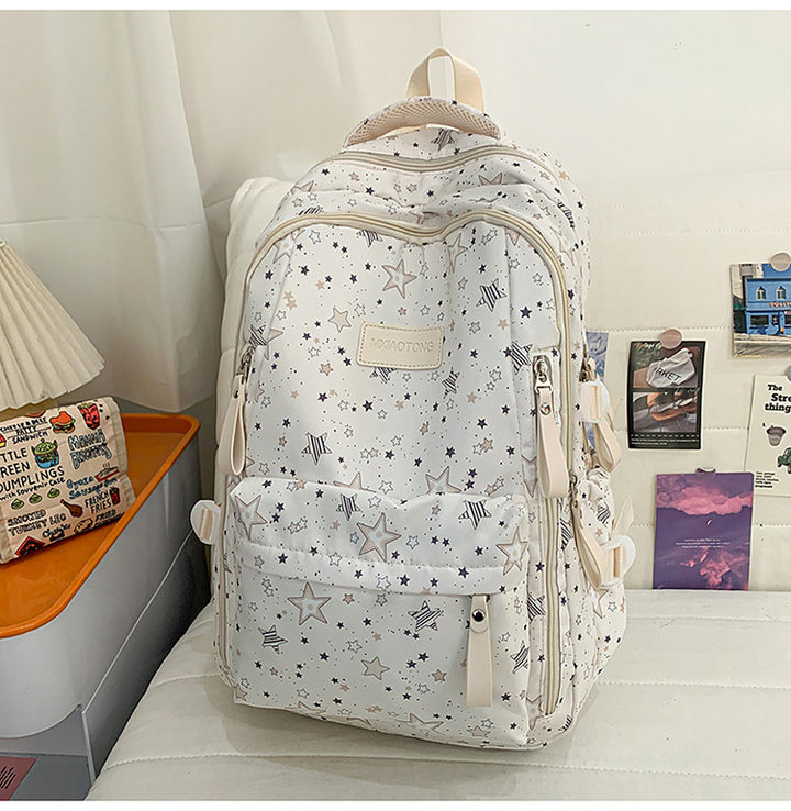 Star-Patterned Comfort School Backpack Bowlift