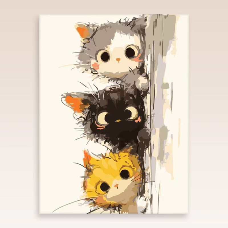 Whimsical Cat Portrait Wall Art Bowlift