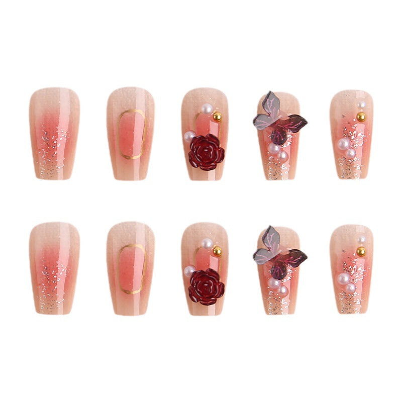 Nail art set with elegant 3D flower and butterfly decorations Bowlift