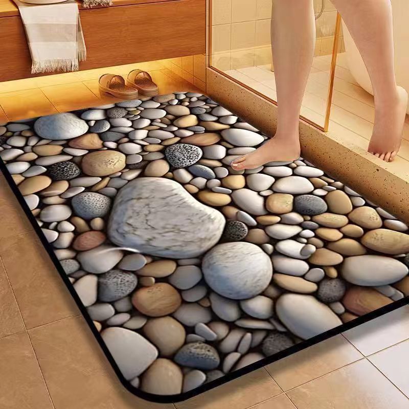 Decorative Stone Pattern Bath Mat Bowlift