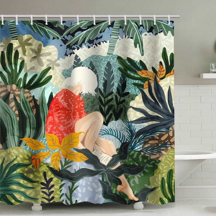 Artistic Tree Design Shower Curtain Bowlift
