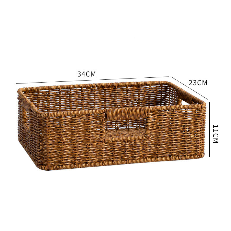Handcrafted Large Rectangular Wicker Storage Basket Bowlift