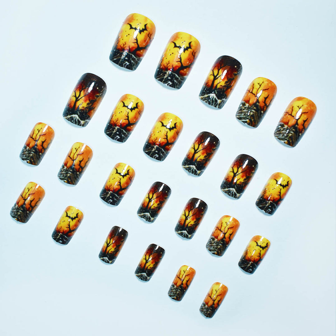 Artistic Halloween-Themed Press-On Nail Set Bowlift