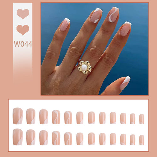 Natural artificial nails with elegant French design Bowlift