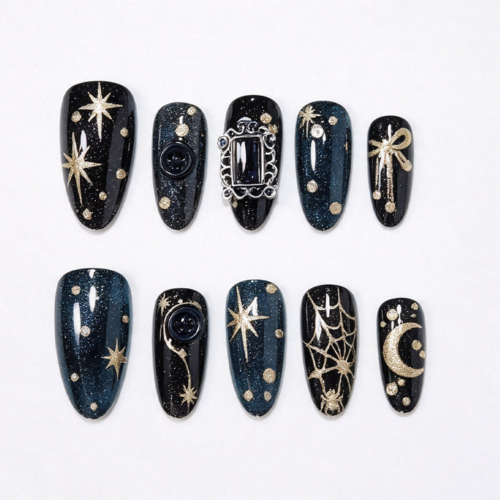 Celestial Themed Press-On Nail Art Bowlift