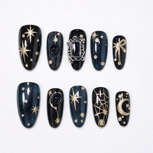Celestial Themed Press-On Nail Art Bowlift