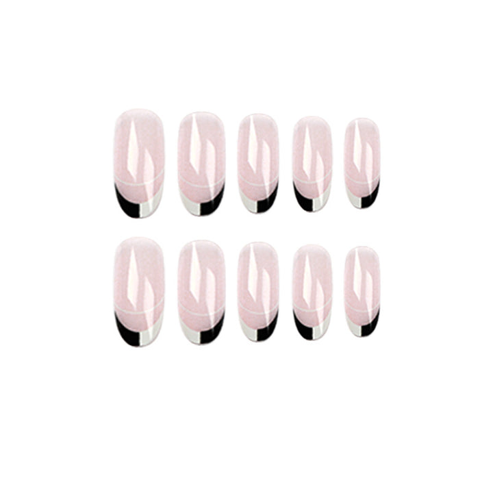 Artificial nail art with modern French-tip design Bowlift
