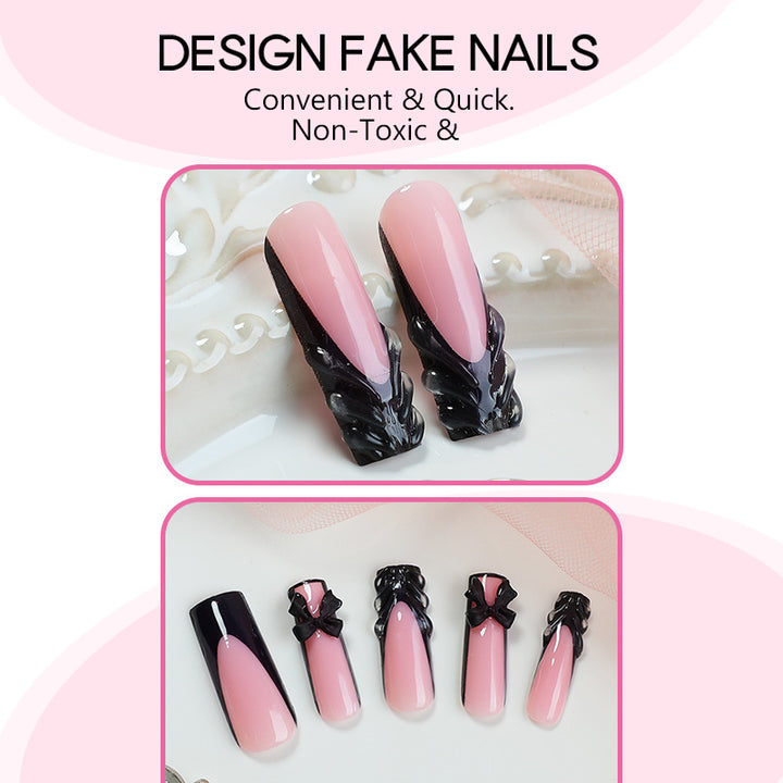 Creative nail art set with elegant bows and ombre effects Bowlift