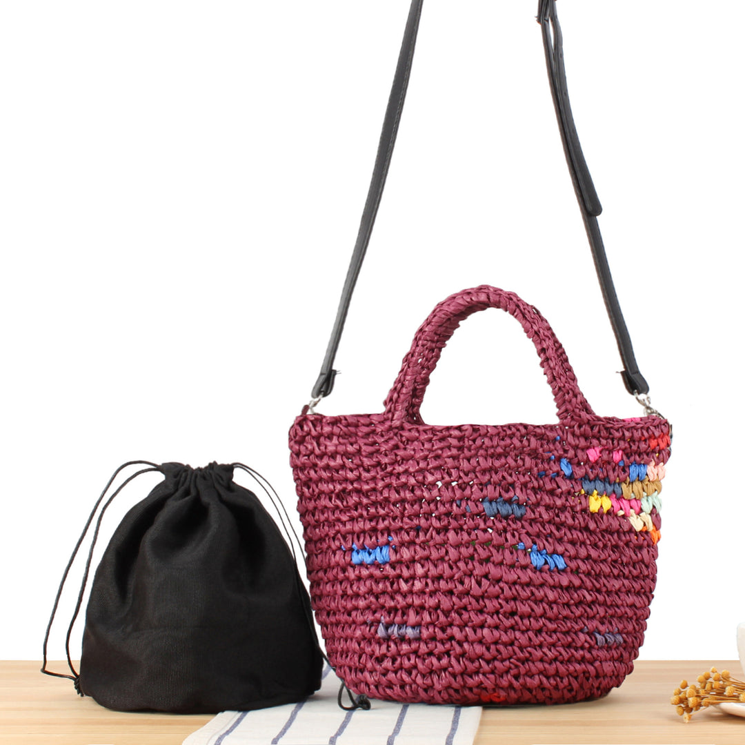 Handbag Made from Handcrafted Natural Material with Colorful Accent Bowlift