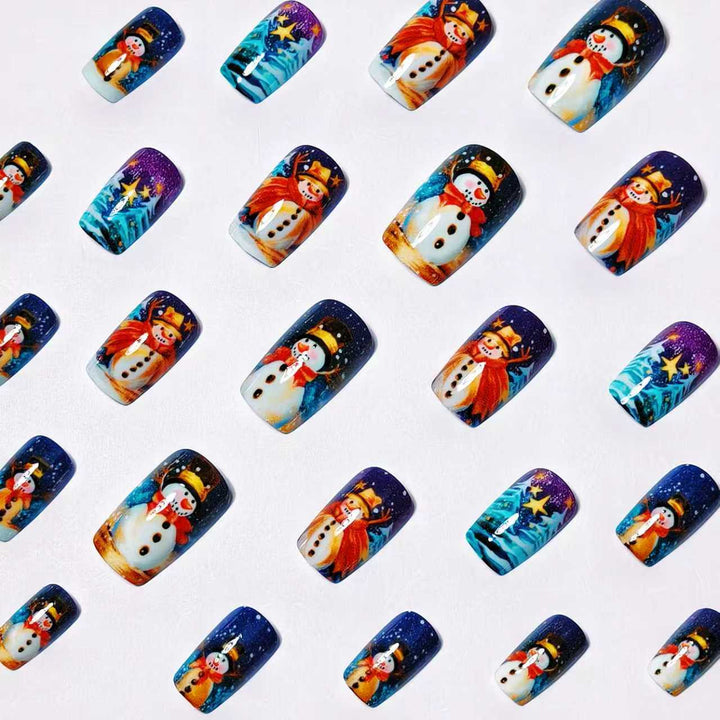 Artificial nails with cheerful snowman design Bowlift