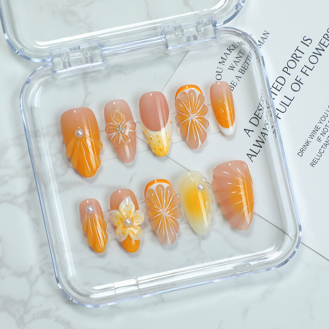 Creative nail art set with floral and glitter embellishments Bowlift