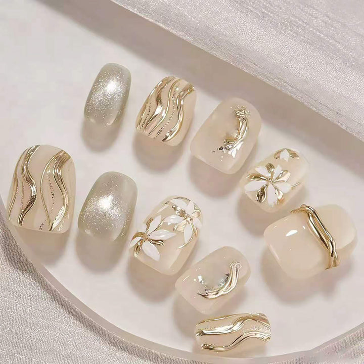 Elegant Decorative Press-On Nail Set Bowlift