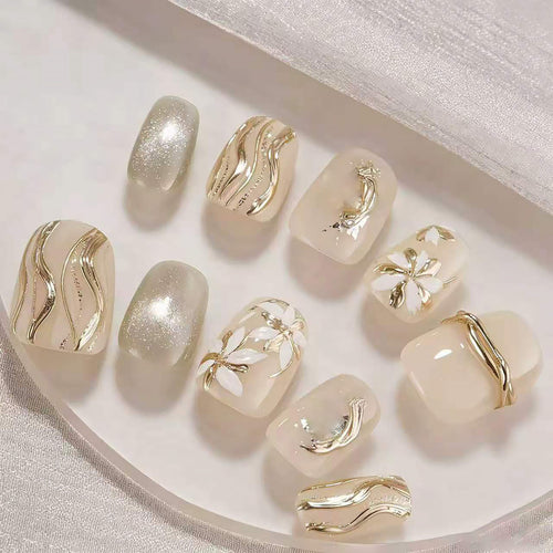 Elegant Decorative Press-On Nail Set Bowlift