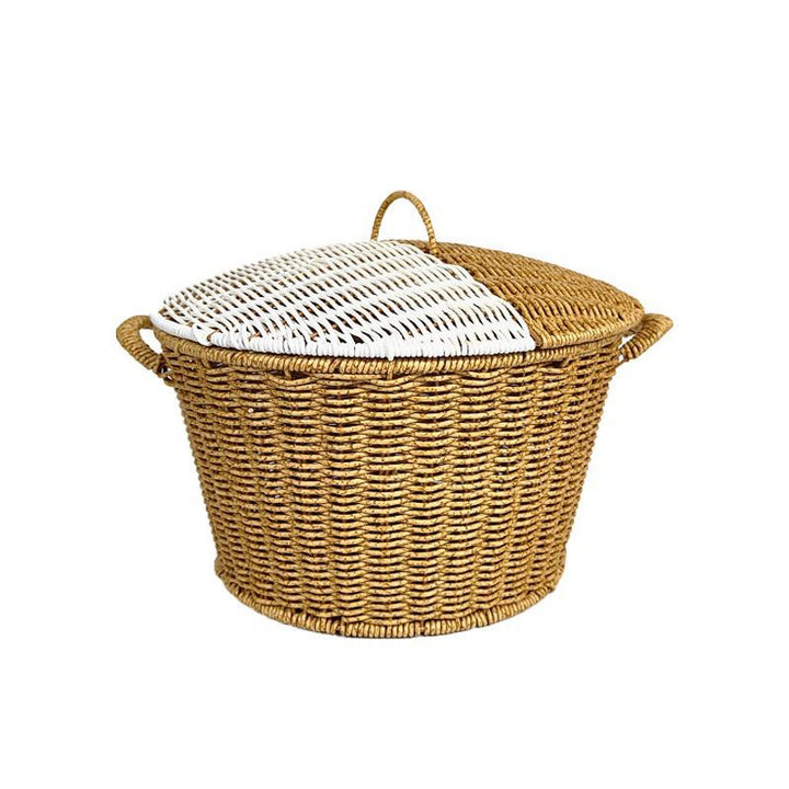 Women’s rattan basket with lid and trendy handles Bowlift