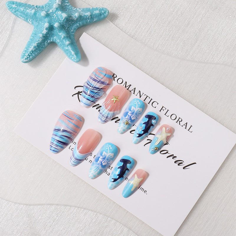 Artistic Sea-Inspired Press-On Nails Bowlift