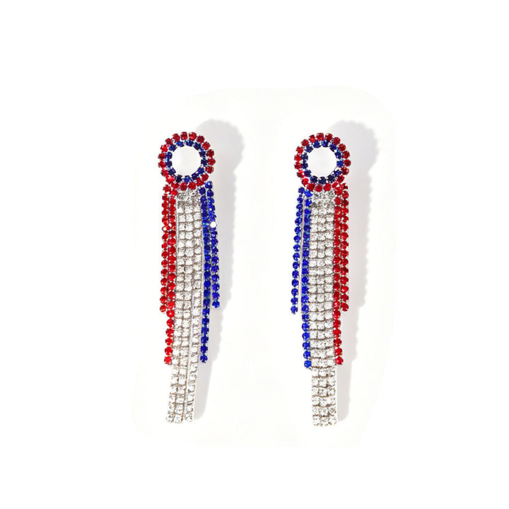 Women nano sparkling statement earrings with long rhinestone tassels Bowlift