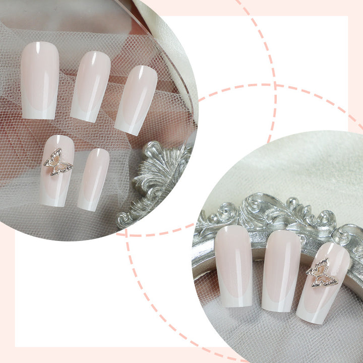 Premium Decorative Press-On Nail Set with Elegant Butterfly Accents Bowlift