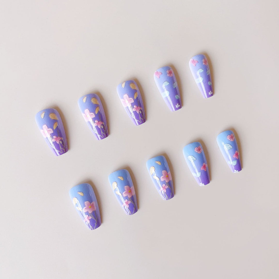 Artificial Nail Set with Floral 3D Decorations Bowlift