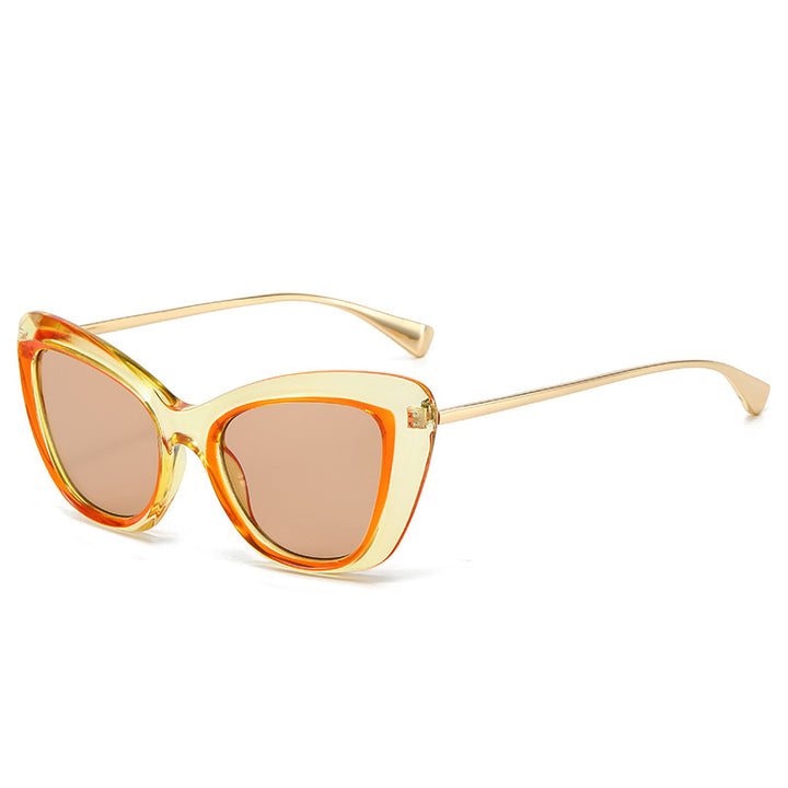 Ladies Cat-Eye Sunglasses with Elegant Metal Frame Bowlift