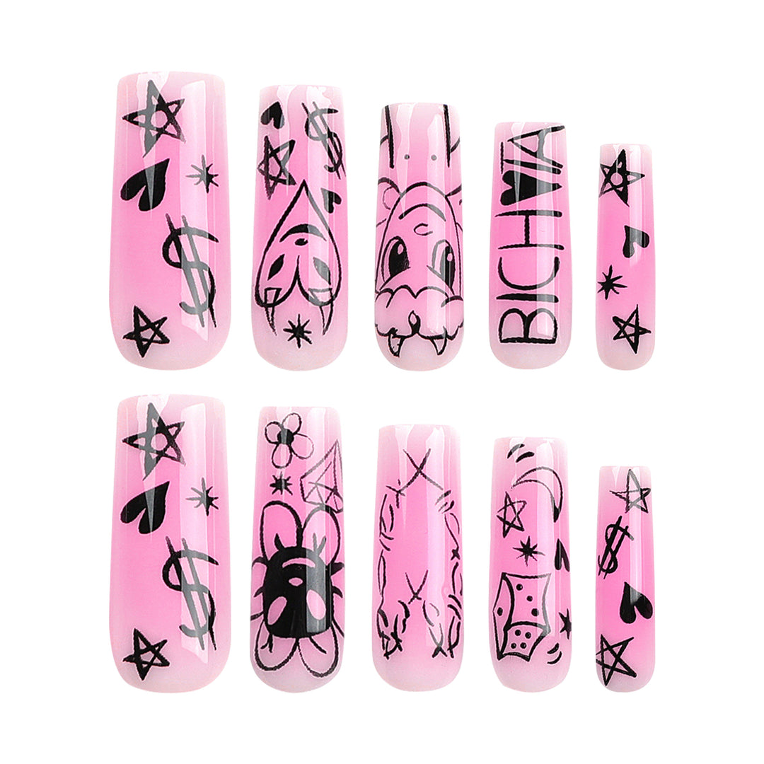 Artificial artificial nails with playful design Bowlift