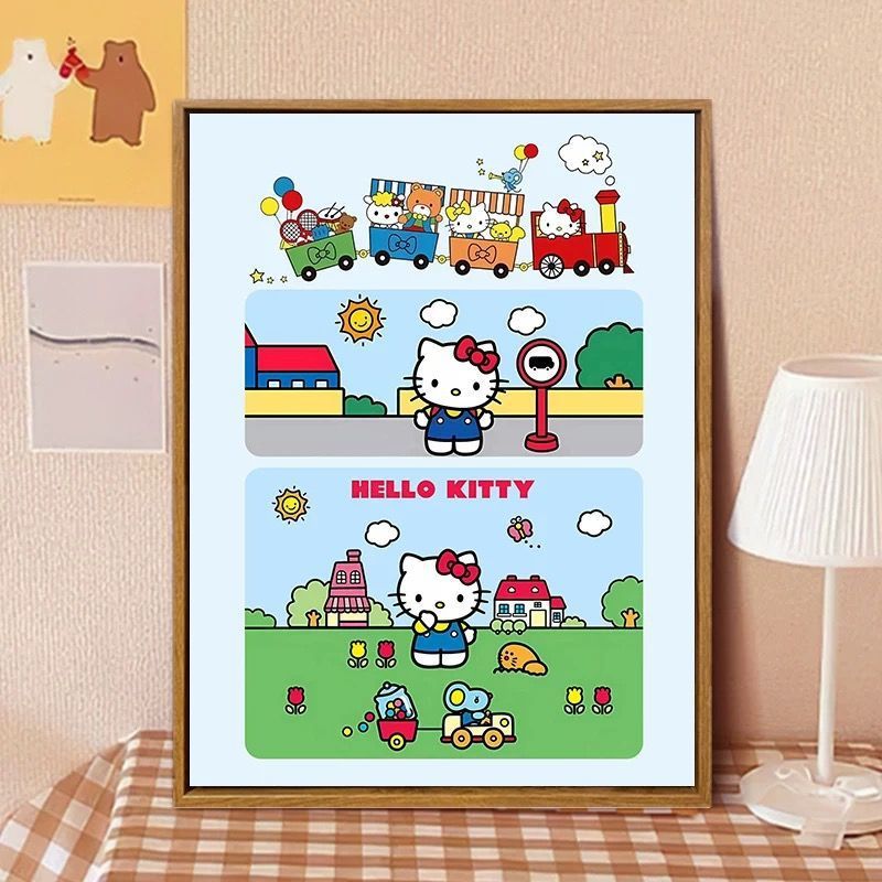 Hello Kitty-Inspired Cartoon Wall Art Print Bowlift