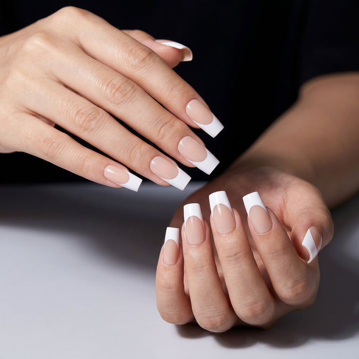 Stylish French Tip Press-On Nails Bowlift