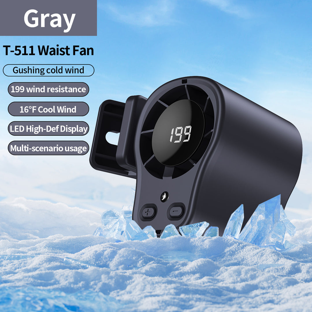 Unisex nan portable clip-on waist cooling fan with LED display Bowlift