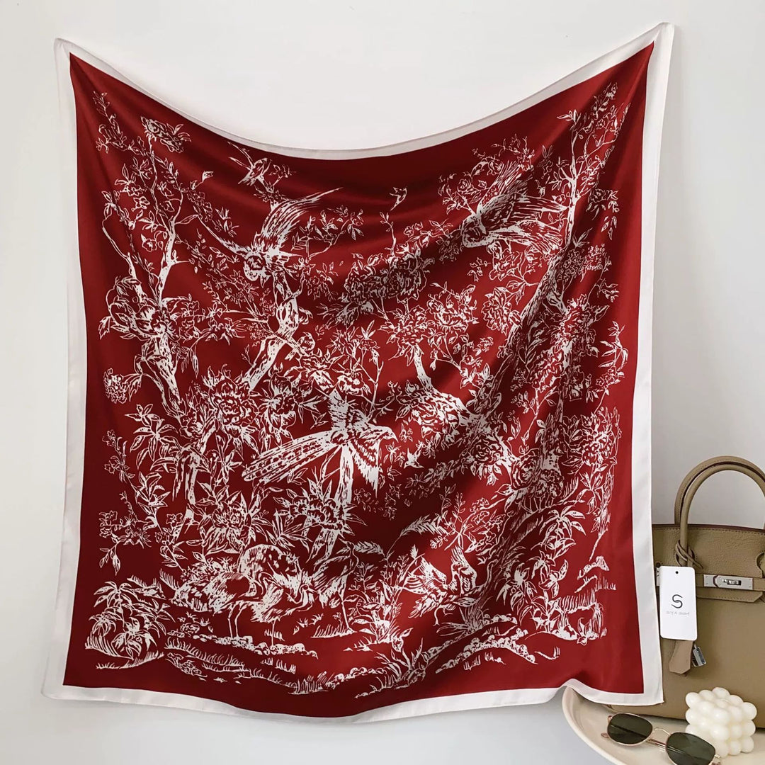 Women's silk scarf in elegant botanical design Bowlift