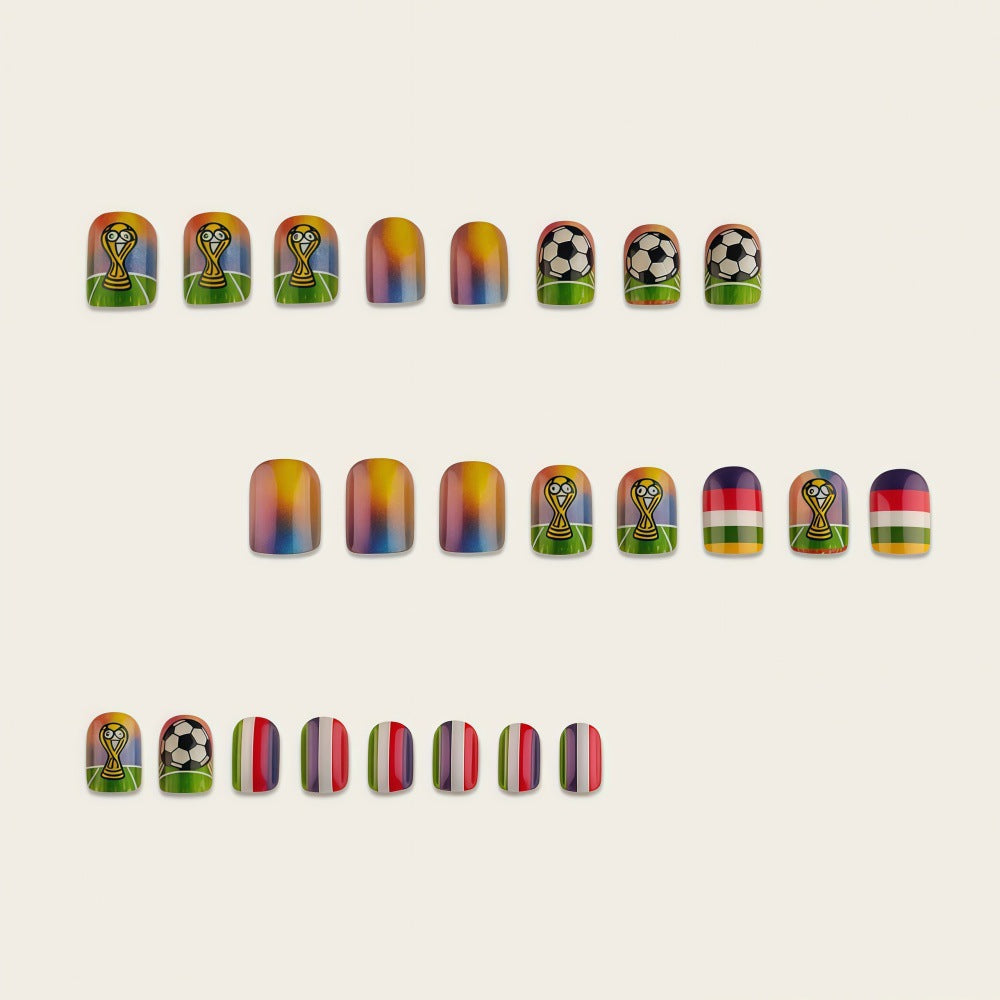 Artificial nails with soccer motif and glitter effects Bowlift