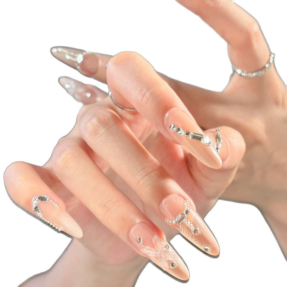 Elegant artificial nails with noble rhinestone embellishments Bowlift
