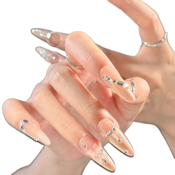 Elegant artificial nails with noble rhinestone embellishments Bowlift