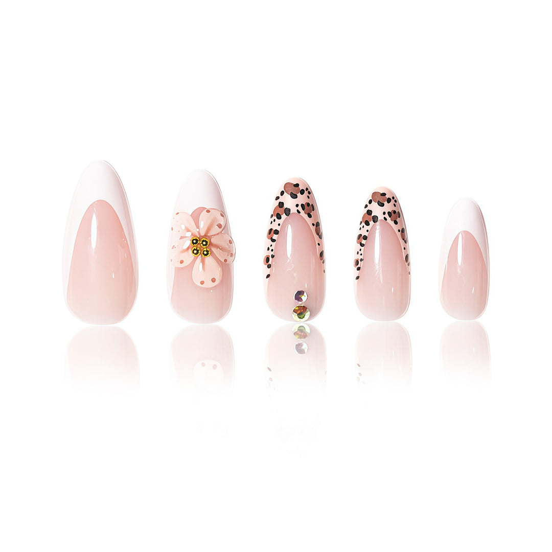 Elegant Floral Decor Press-On Nail Extensions Bowlift