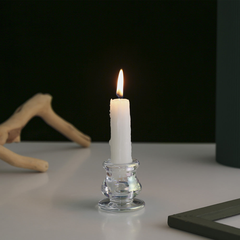 Glass Taper Candle Holder with Curved Weighted Base Bowlift