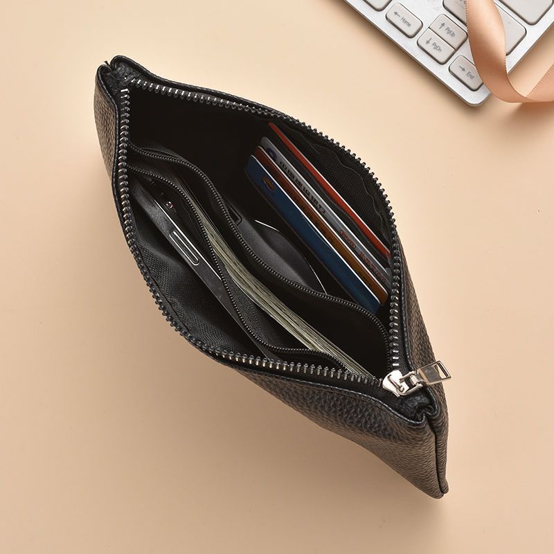 Textured Leather Zippered Pencil Case Bowlift
