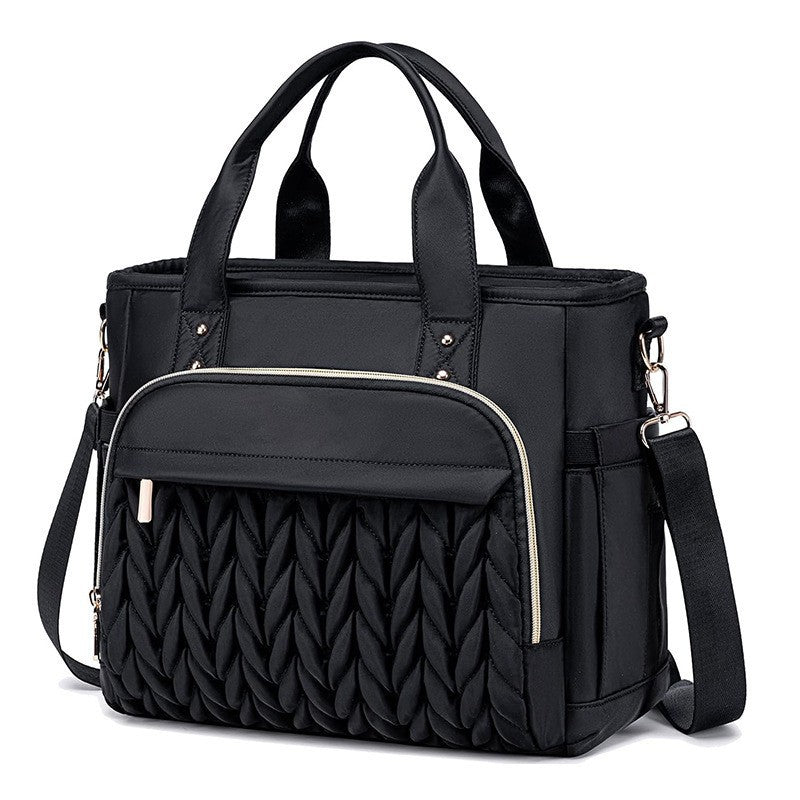 Elegant and Spacious Shoulder Bag with Woven Design Bowlift