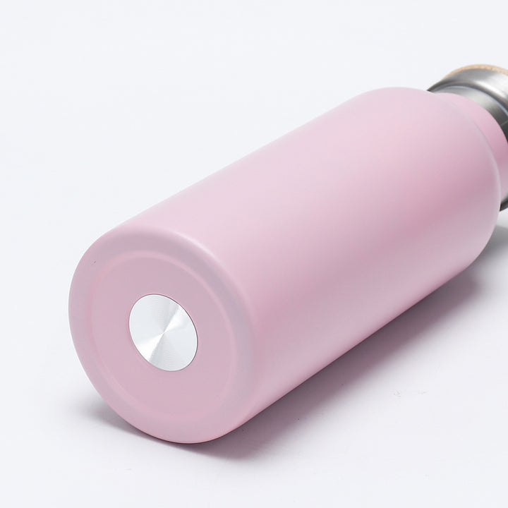Women's insulated stainless steel drinking bottle with wooden lid Bowlift