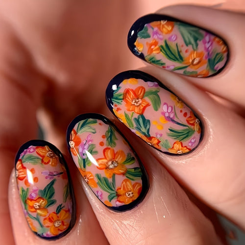 3D Floral Design Nail Art Bowlift