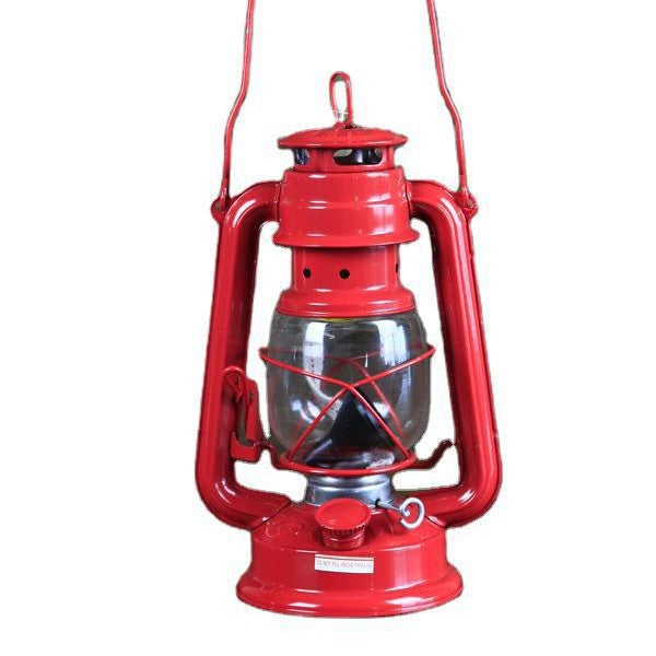 Retro Metal Kerosene Lantern with Clear Glass Globe and Adjustable Wick Decorative Oil Lamp Bowlift