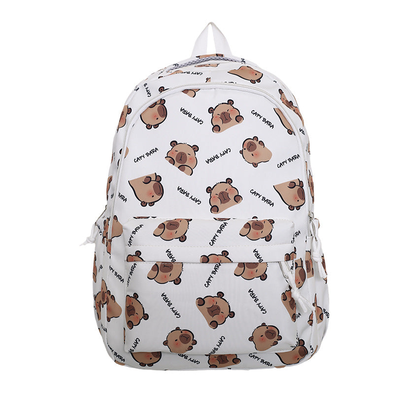 Backpack with Child-Friendly Capybara Design and Practical Compartments Bowlift