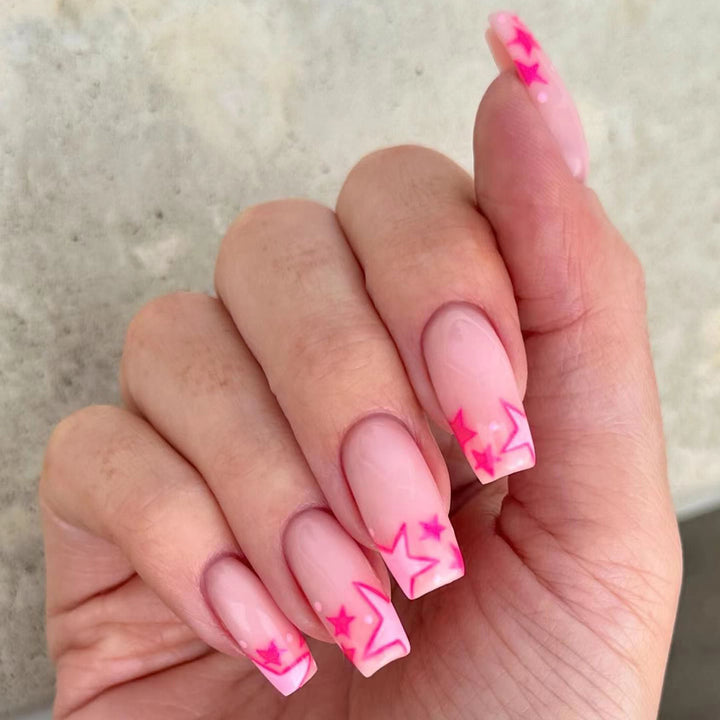 Artful nail art with neon colored stars Bowlift