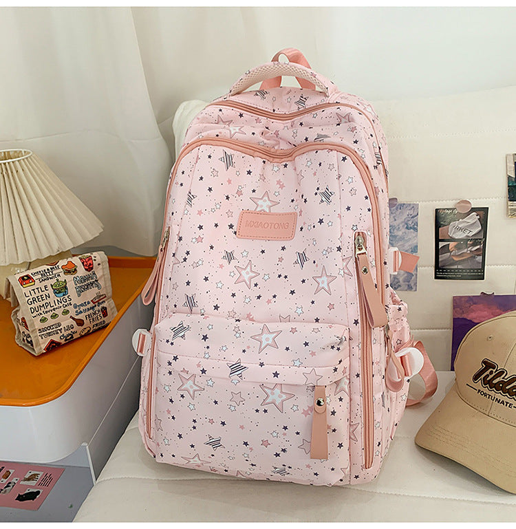 Stylish Star-Printed School Backpack Bowlift