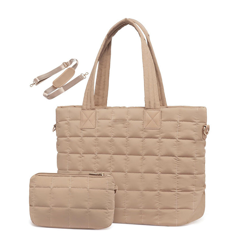 Elegant Quilted Tote Bag with Removable Wallet Bowlift