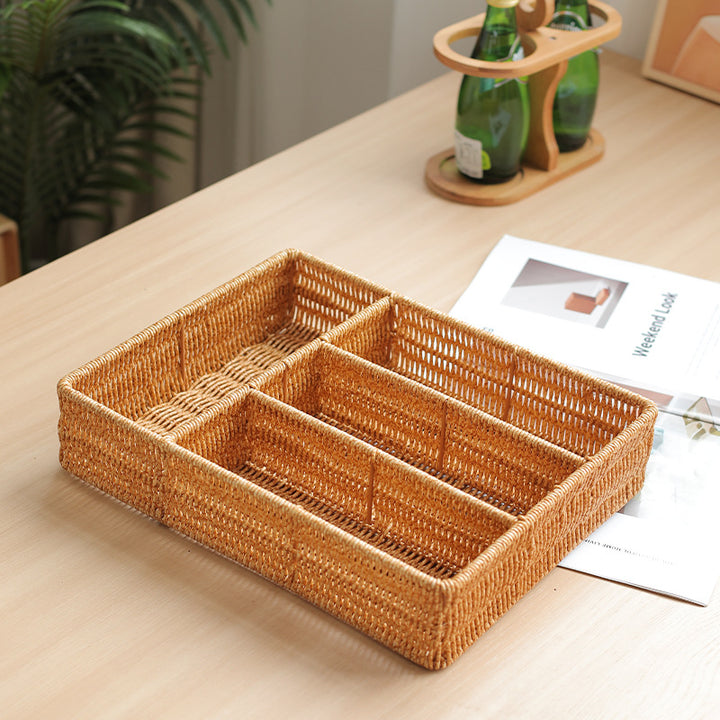 Unisex Handwoven Storage Basket with Multiple Compartments Bowlift