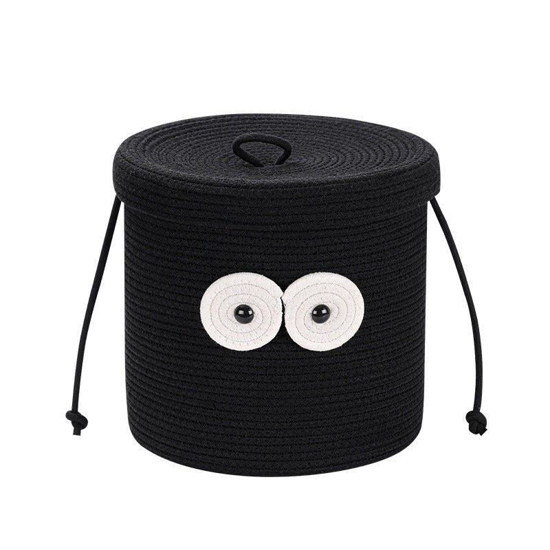 Women's Round Storage Basket with Lid and Eye Design Bowlift