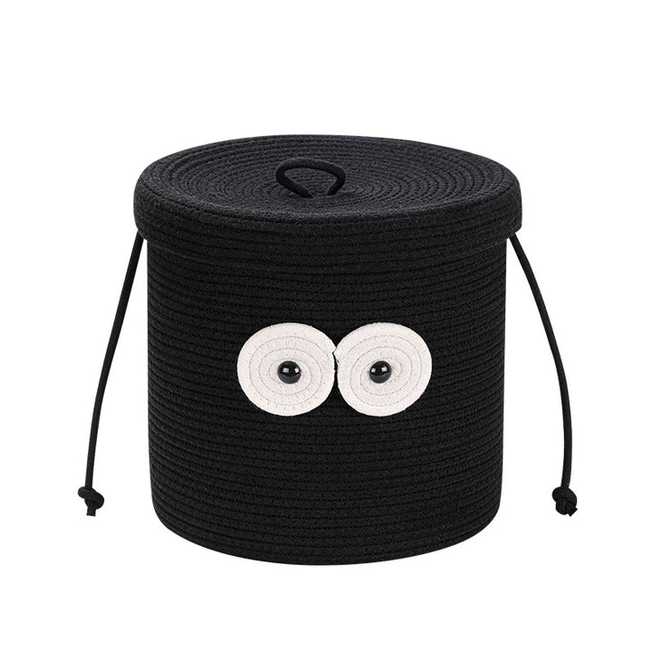 Women's Round Storage Basket with Lid and Eye Design Bowlift