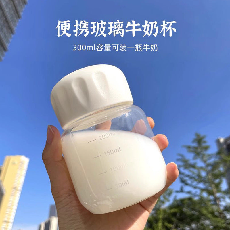 Women Portable Glass Milk Cup Bowlift