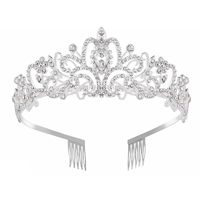 Ladies Sparkling Crystal Tiara with Filigree Design Bowlift